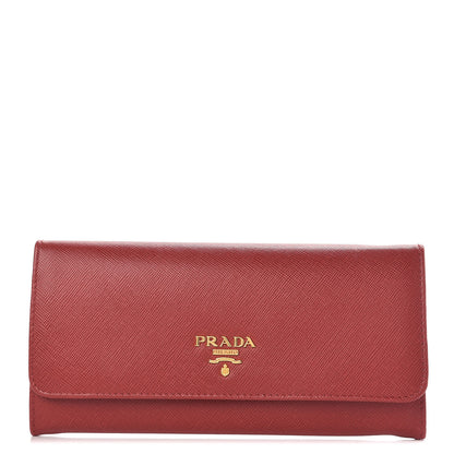 Prada Saffiano Metal Continental Flap Wallet Fuoco 1 of 8