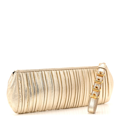 Miu Miu Metallic Nappa Plisse Long Clutch Gold 3 of 10