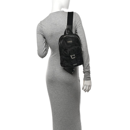 Gucci Econyl Nylon Monogram Off The Grid Sling Backpack Black 2 of 10