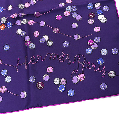Hermes Silk Dancing Pearls Scarf 90  Aubergine Violet Rose Vif 2 of 5