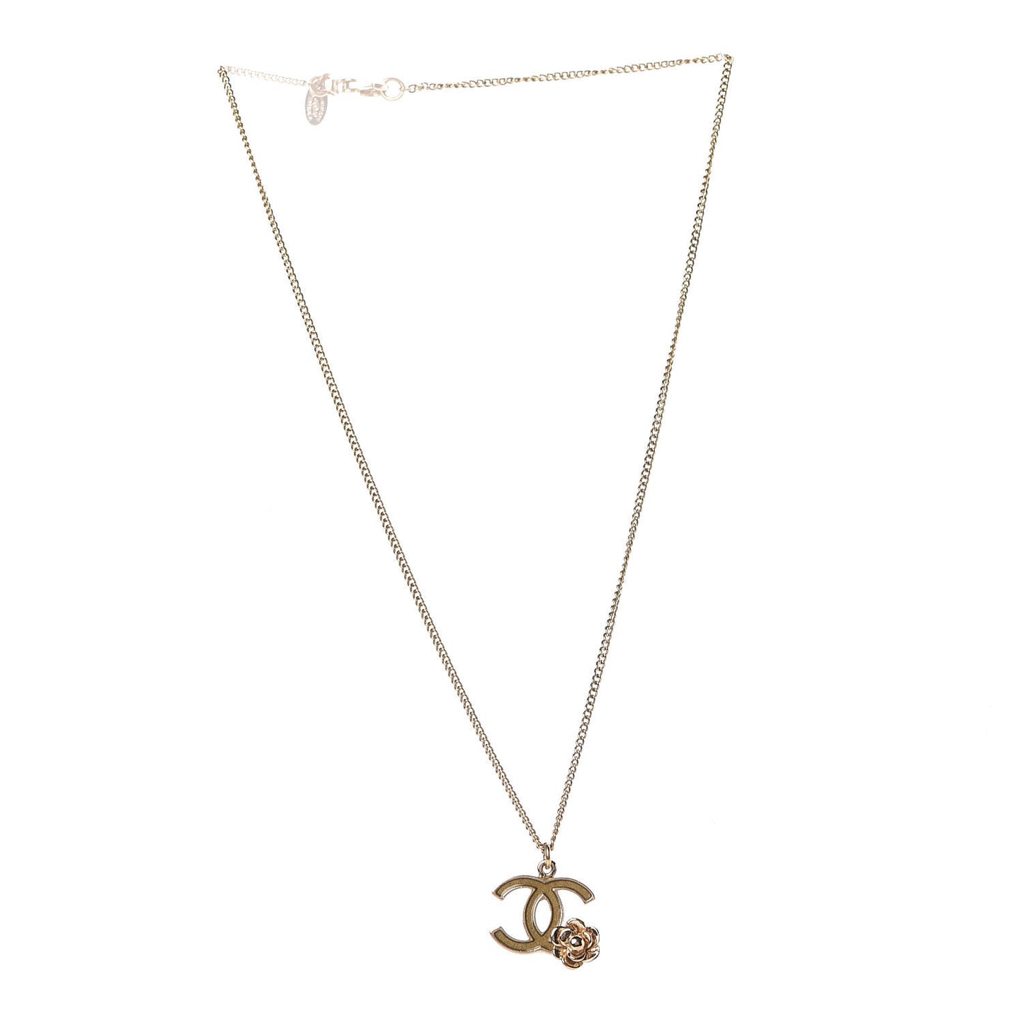 Resin CC Camellia Flower Necklace Gold