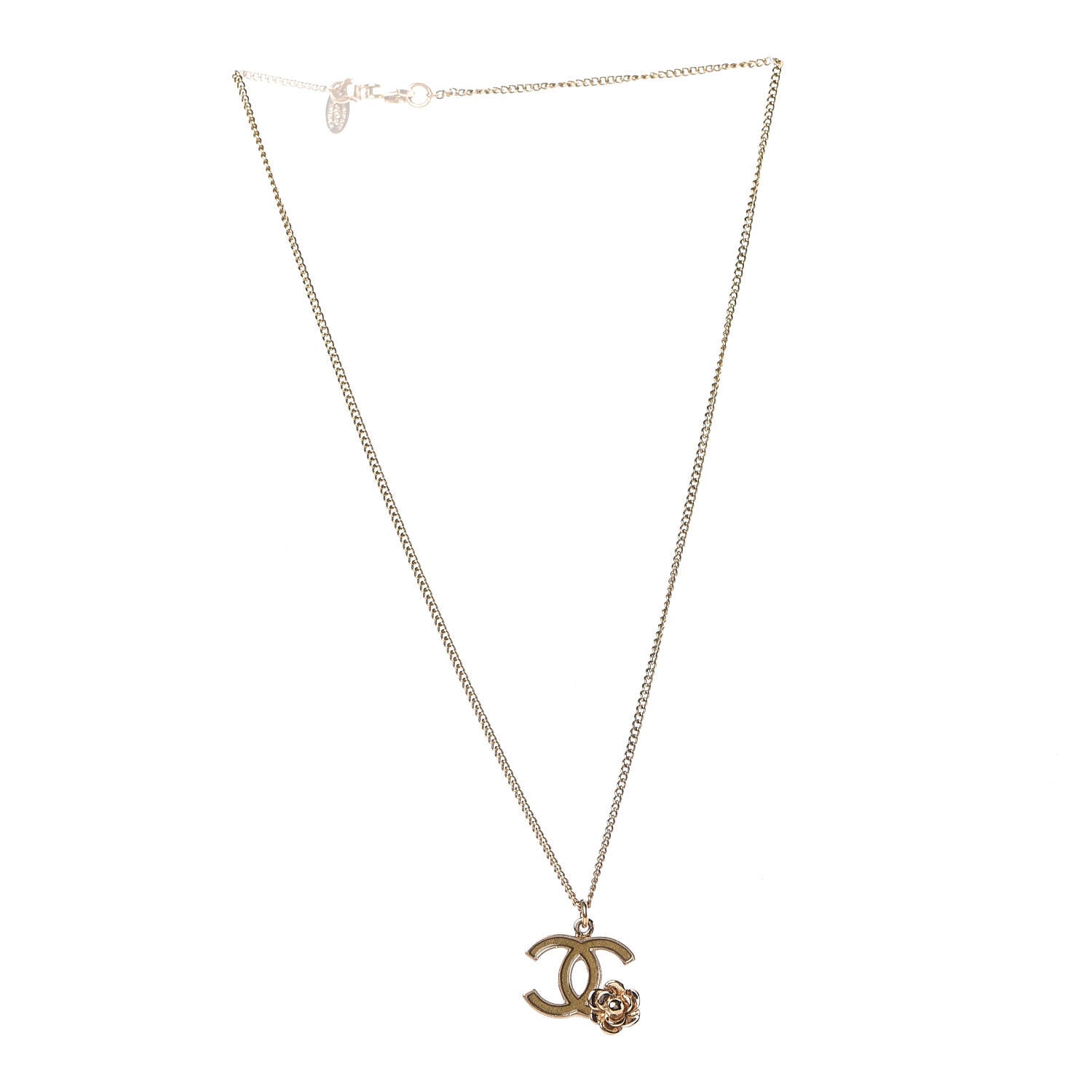 Chanel Resin CC Camellia Flower Necklace Gold 3 of 7