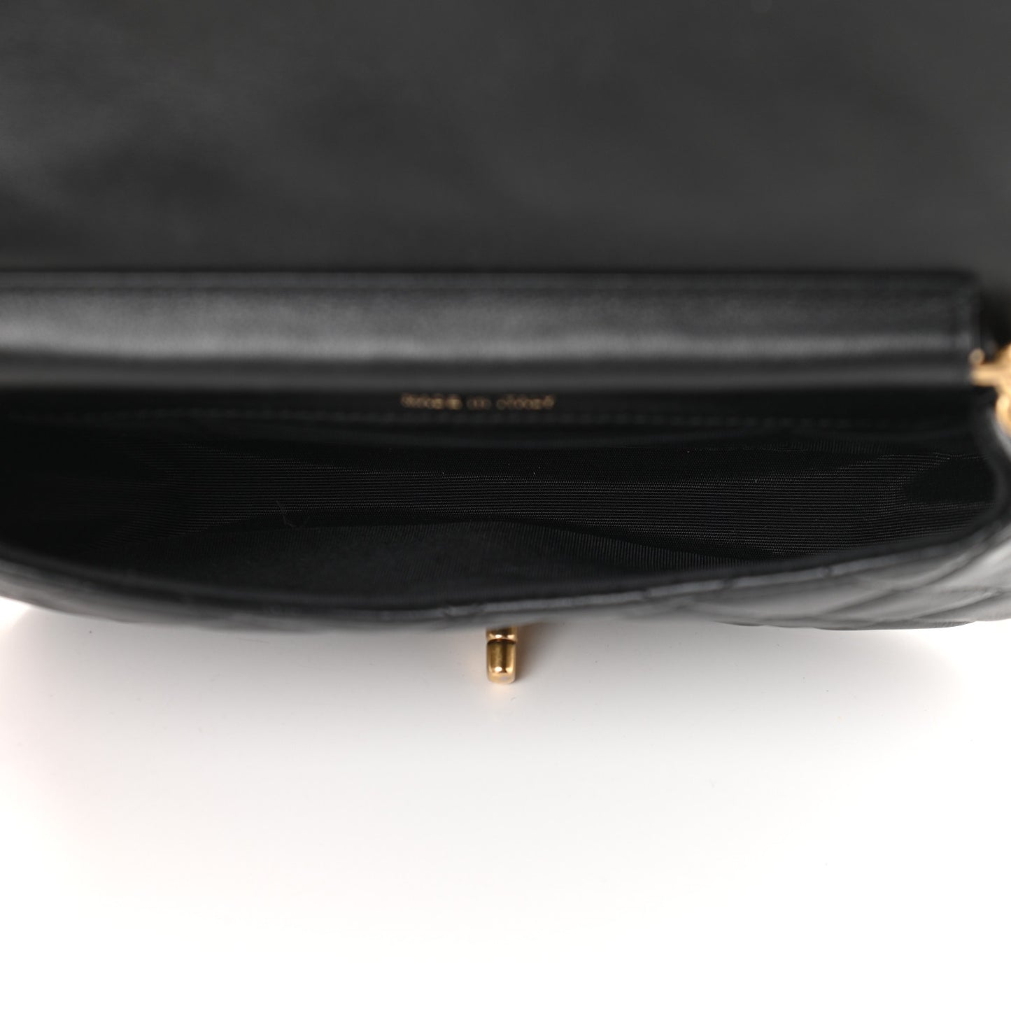 Calfskin Quilted Coco Mail Clutch With Chain Black