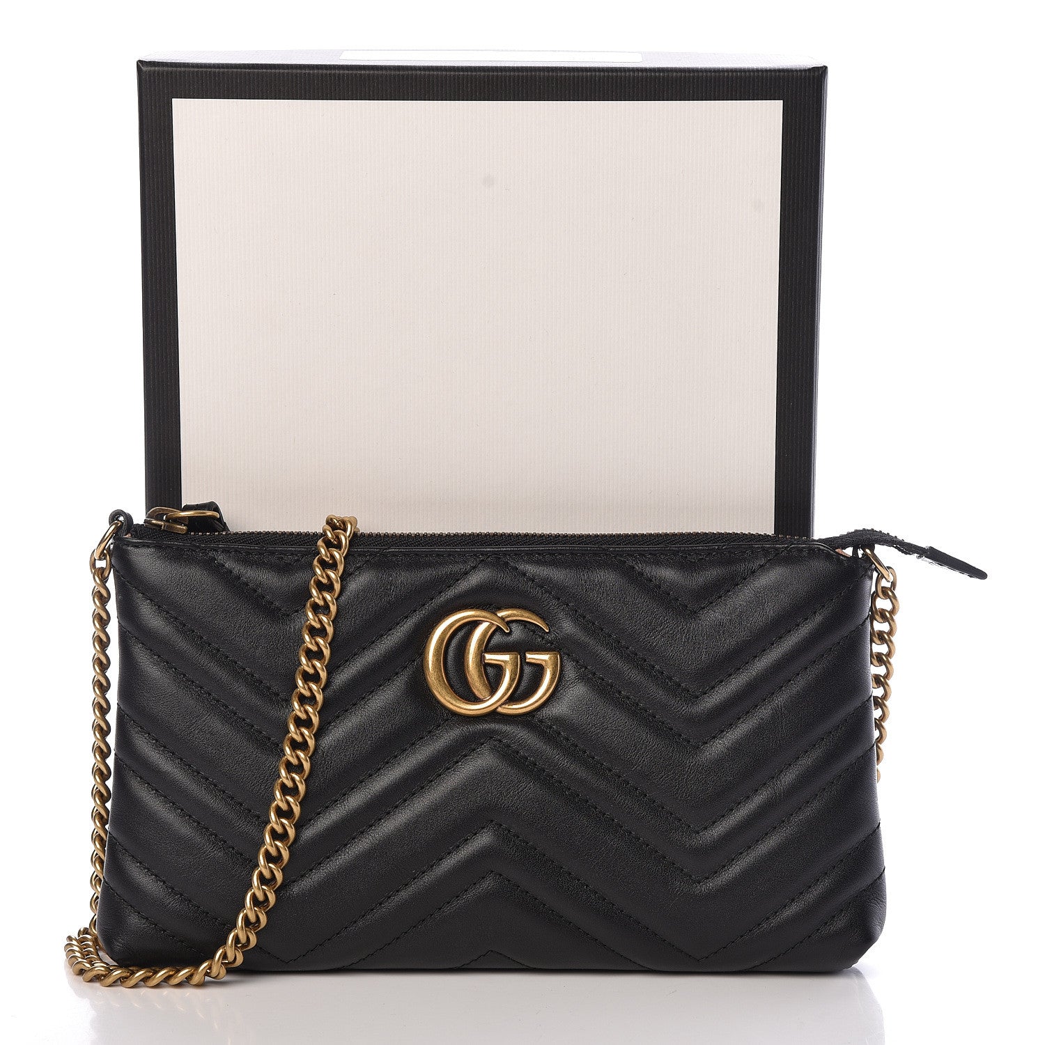Gucci Calfskin Matelasse Mini GG Marmont Chain Bag Black 11 of 11