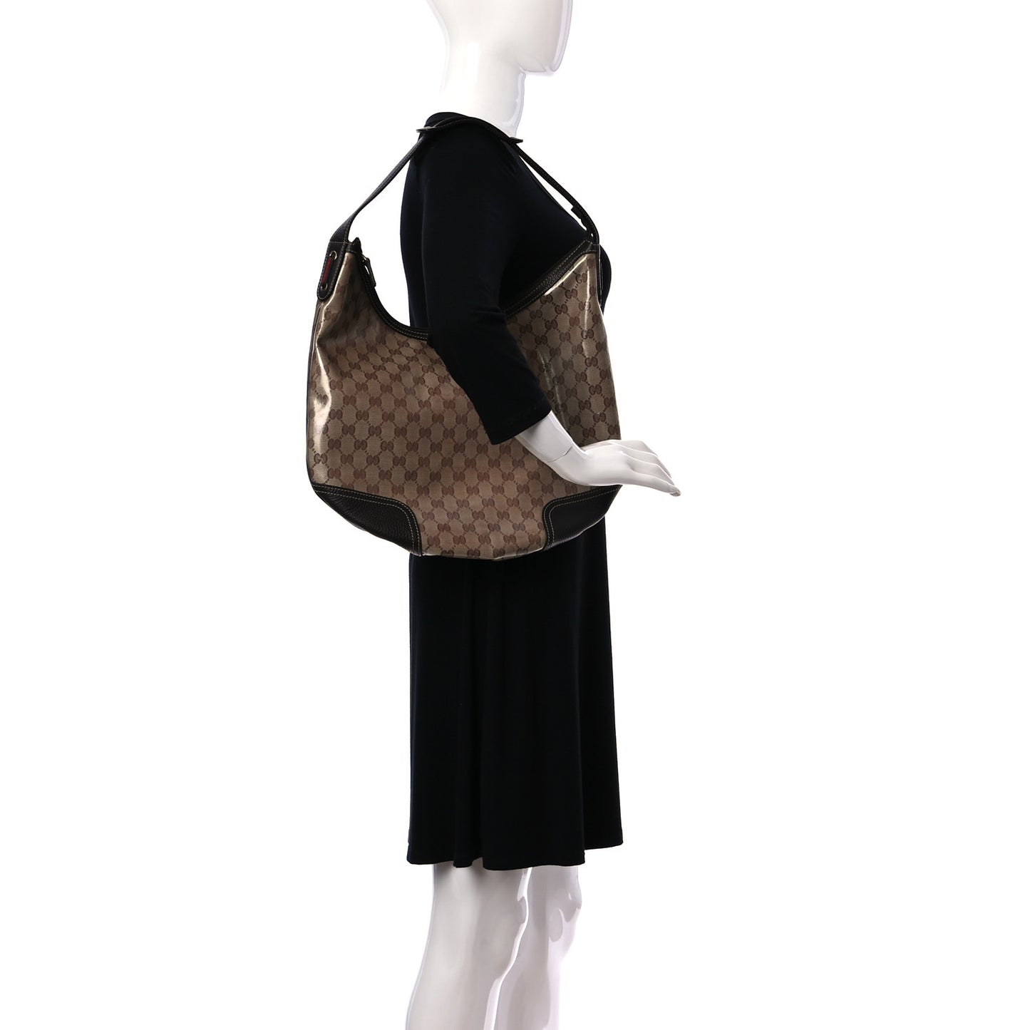 Crystal Monogram Large Princy Hobo Dark Brown