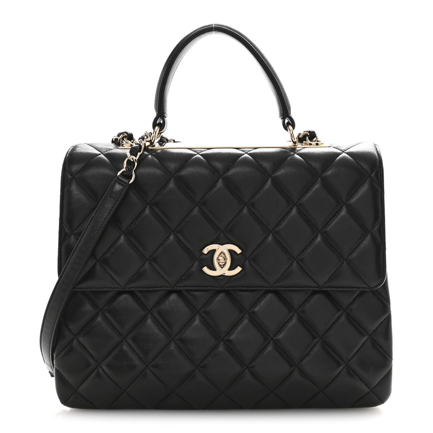 Chanel Lambskin Quilted Large Trendy CC Dual Handle Flap Bag Black 1 of 15