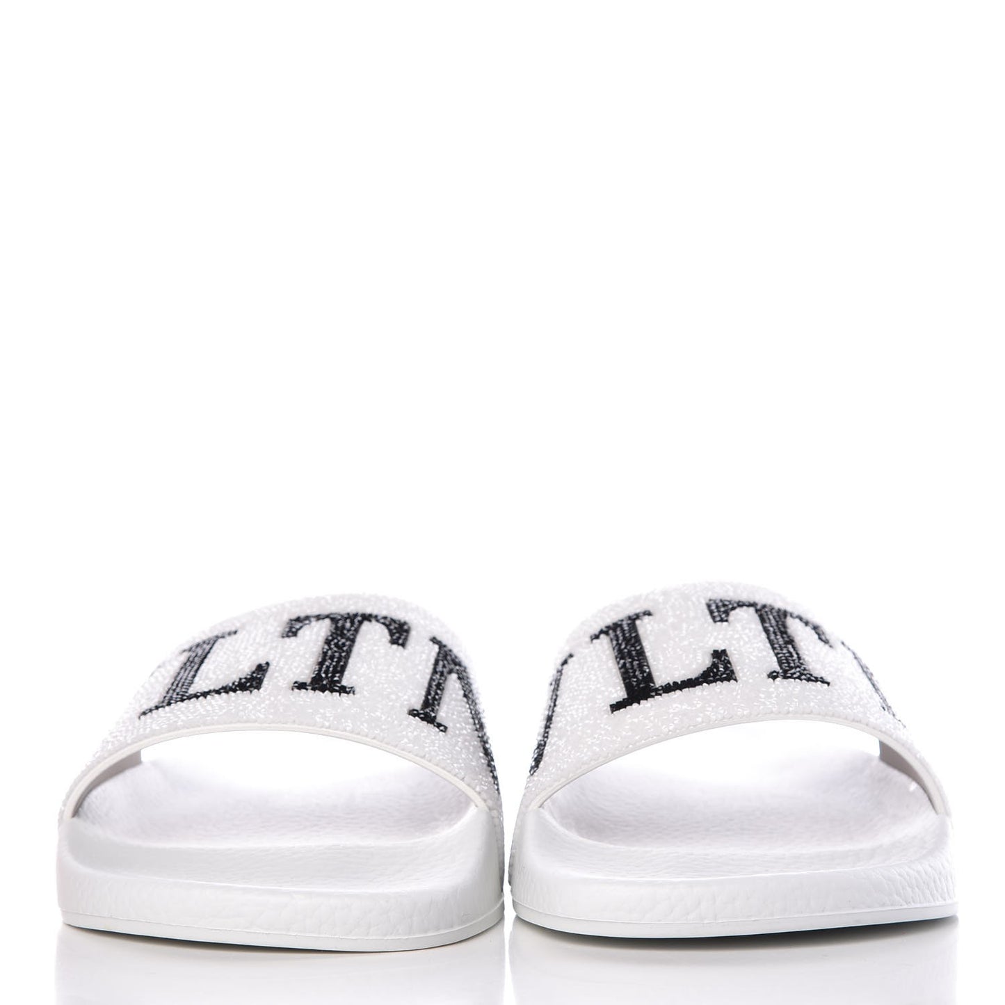 Rubber Swarovski VLTN Pool Slide Sandals 39 White