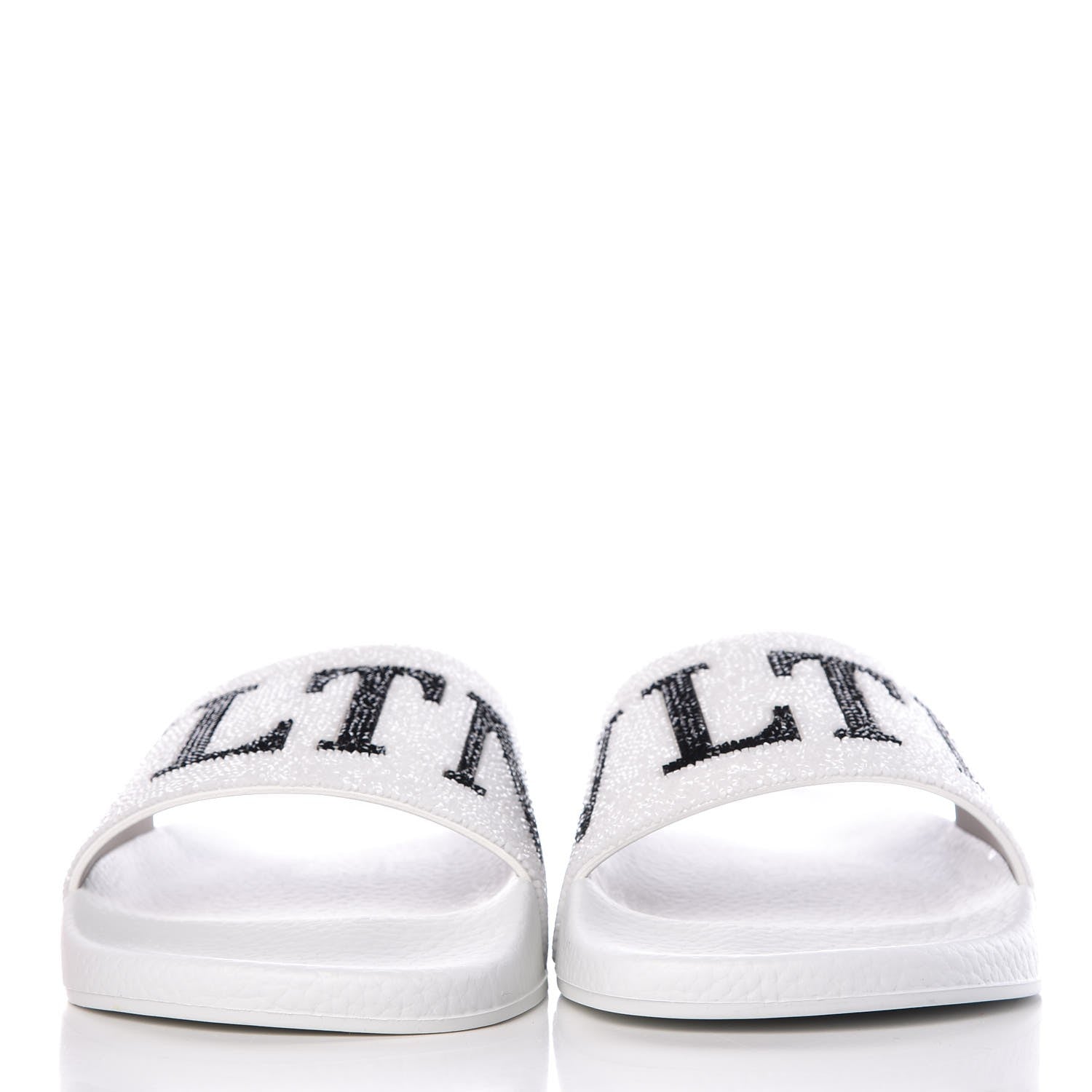 Valentino Garavani Rubber Swarovski VLTN Pool Slide Sandals 39 White 2 of 8