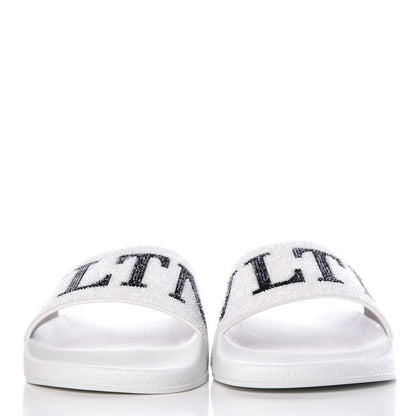 Valentino Garavani Rubber Swarovski VLTN Pool Slide Sandals 39 White 2 of 8