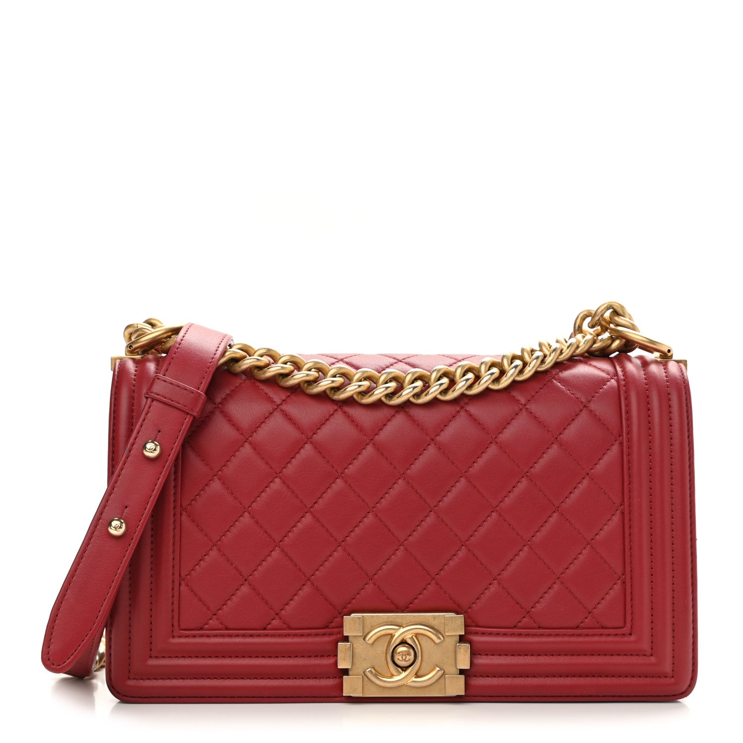 Chanel Calfskin Quilted Medium Boy Flap Red 1 of 11