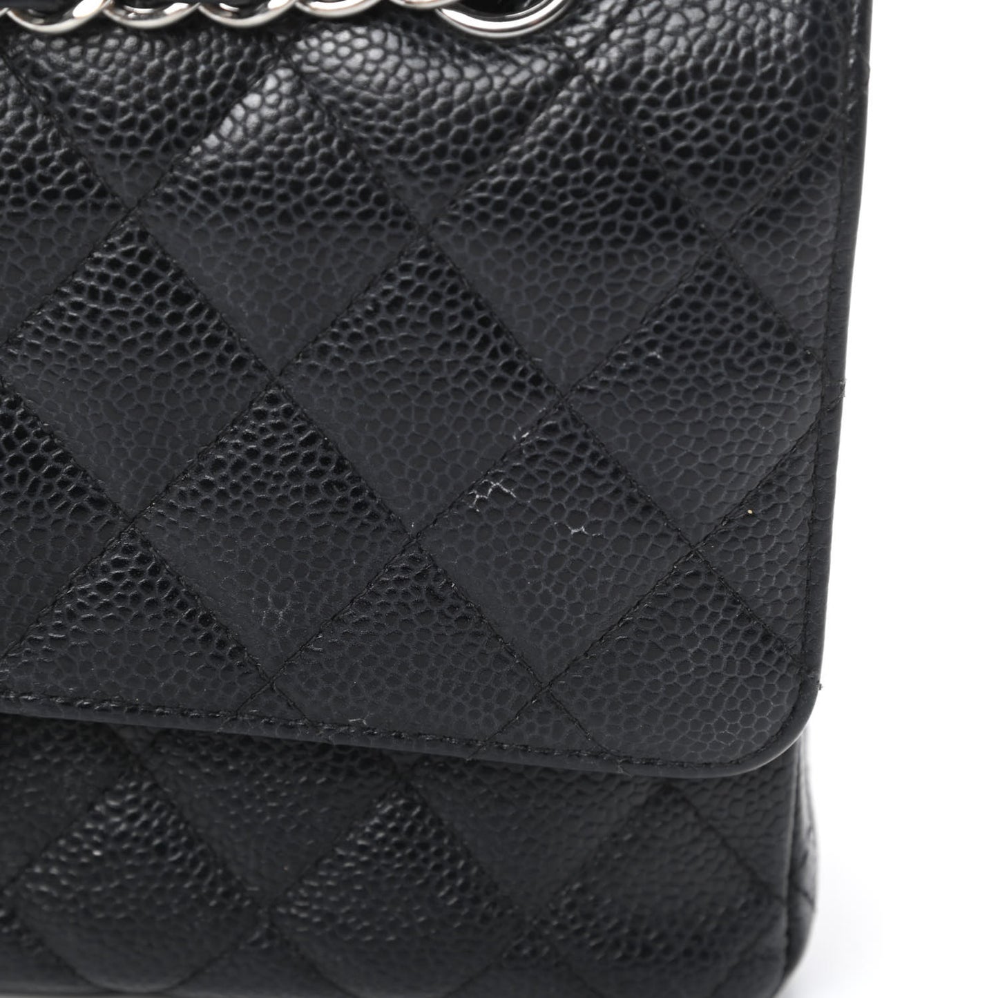 Caviar Quilted Medium Double Flap Black