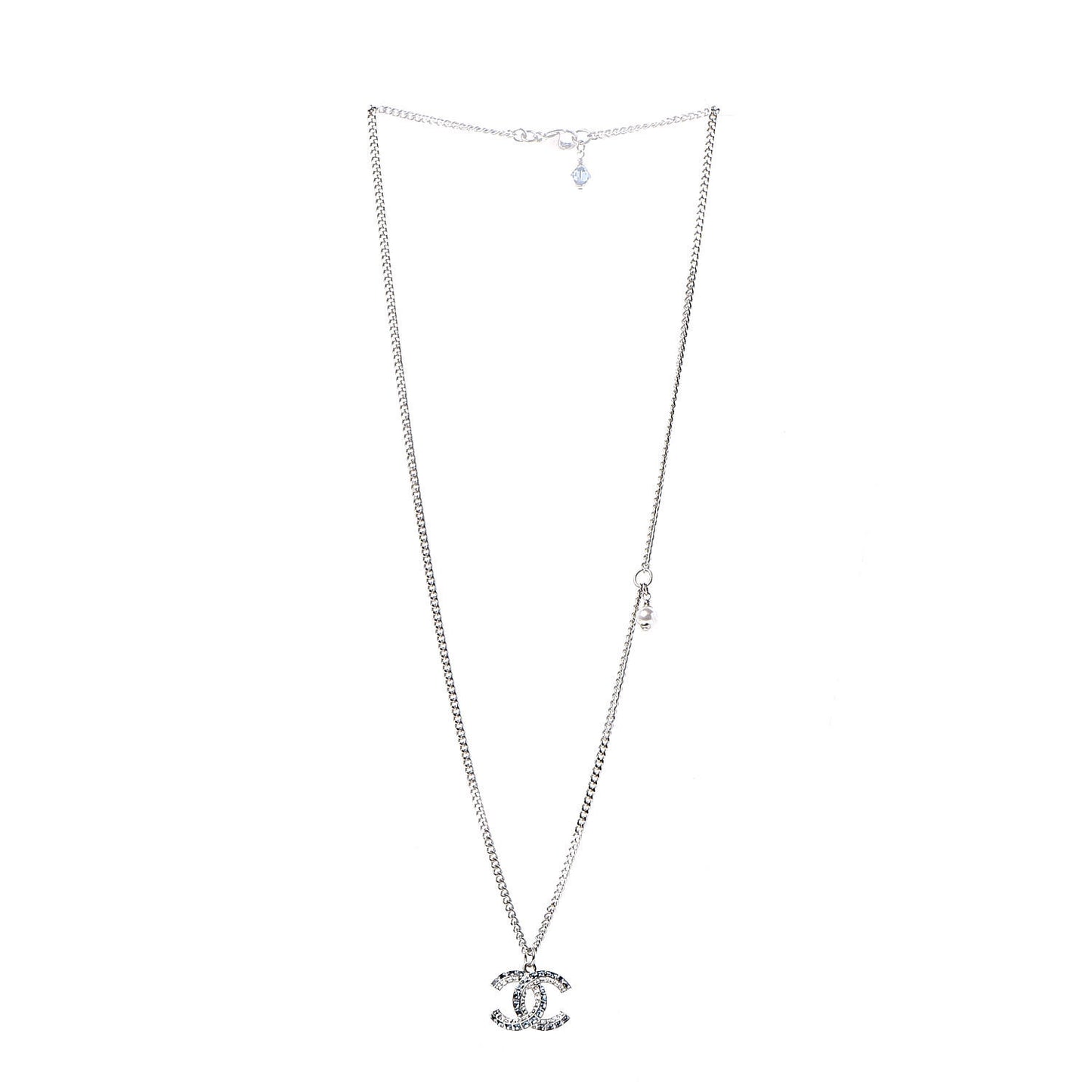 Crystal Baguette CC Necklace Blue