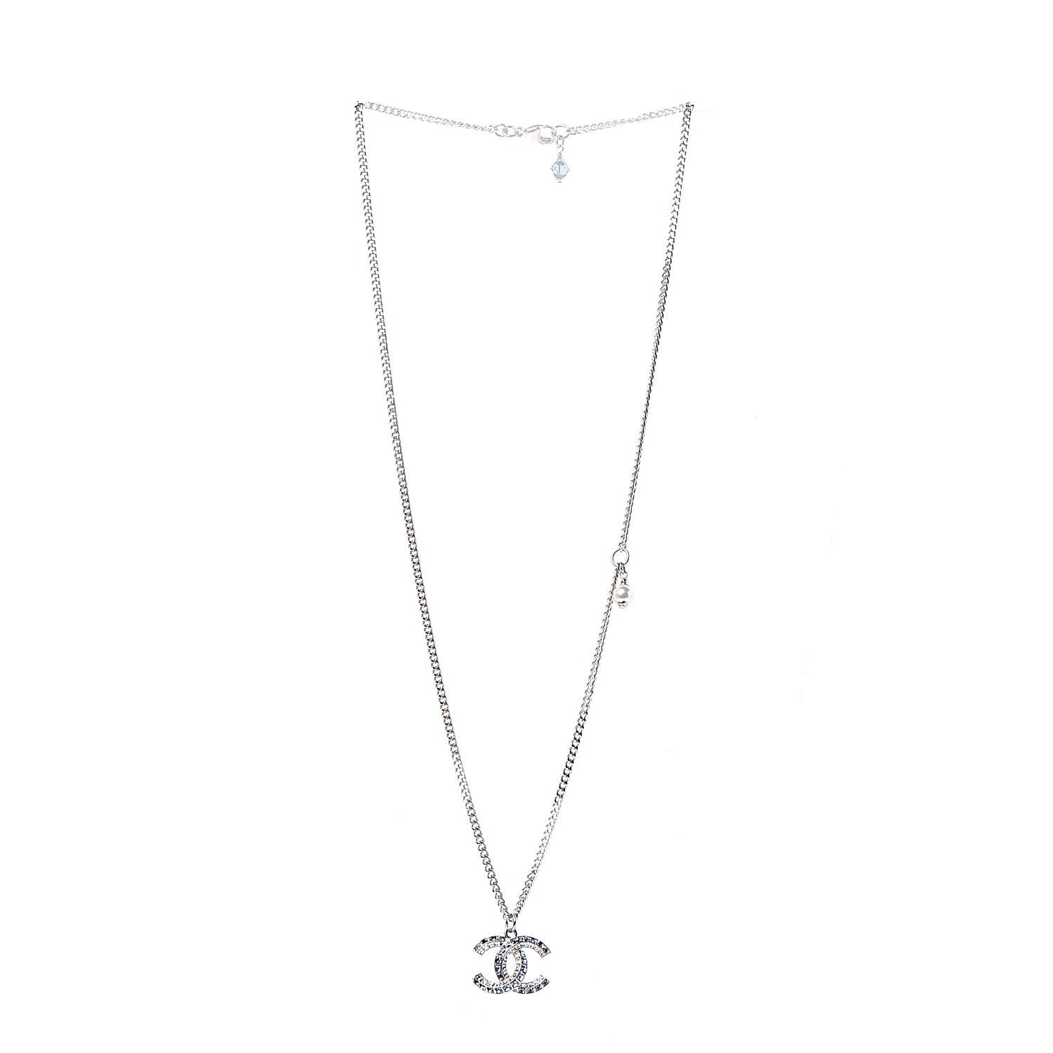 Chanel Crystal Baguette CC Necklace Blue 3 of 5