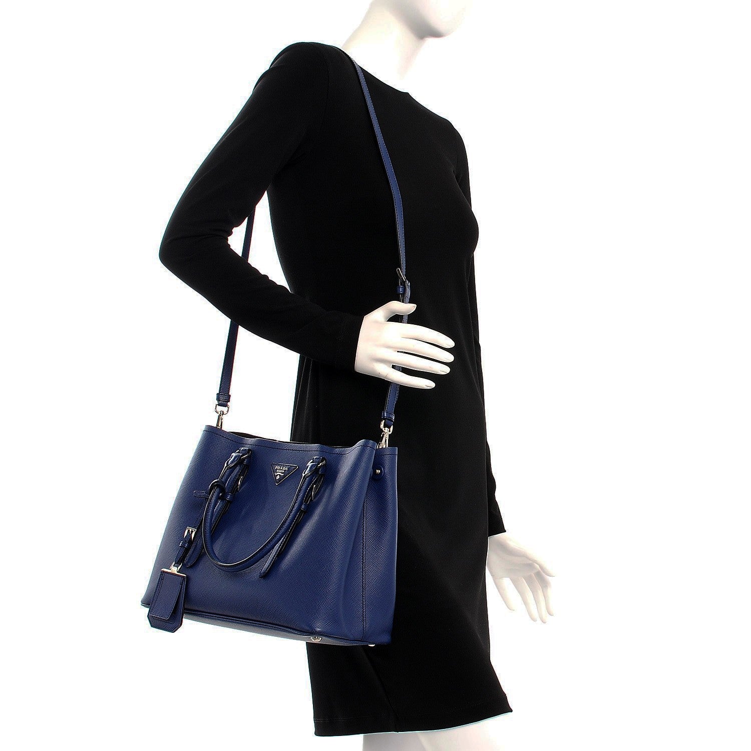 Prada Saffiano Cuir Medium Double Handle Tote Inchiostro 2 of 12