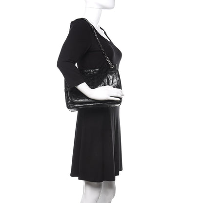 Saint Laurent Crinkled Calfskin Matelasse Monogram Medium Niki Chain Satchel Black 2 of 9