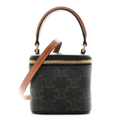 Celine Triomphe Canvas Calfskin Mini Vanity Case Tan 1 of 11