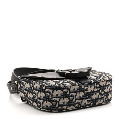 Christian Dior Grained Calfskin Oblique Mini Saddle Messenger Bag With Flap Beige Black 4 of 10