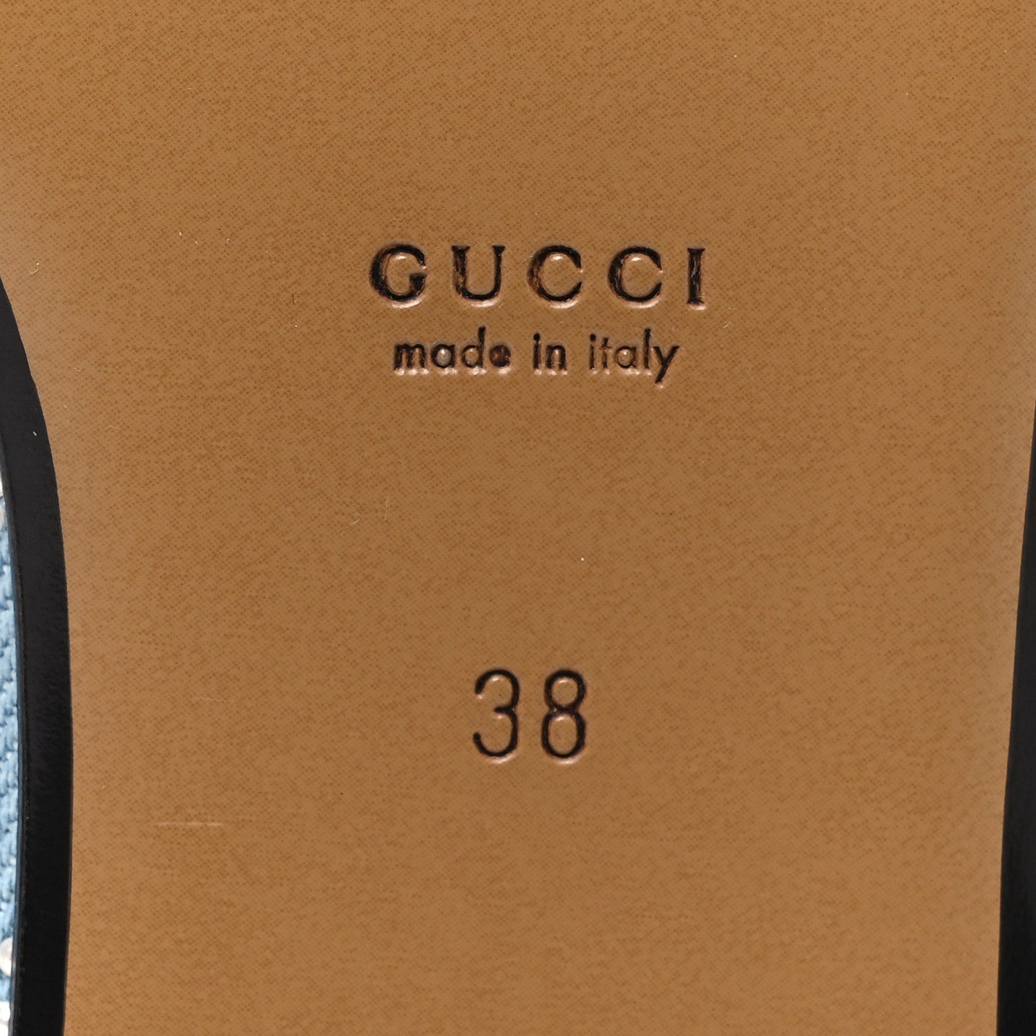 Gucci GG Denim Monogram Pearl Womens Princetown Slippers 38 Light Blue 8 of 10
