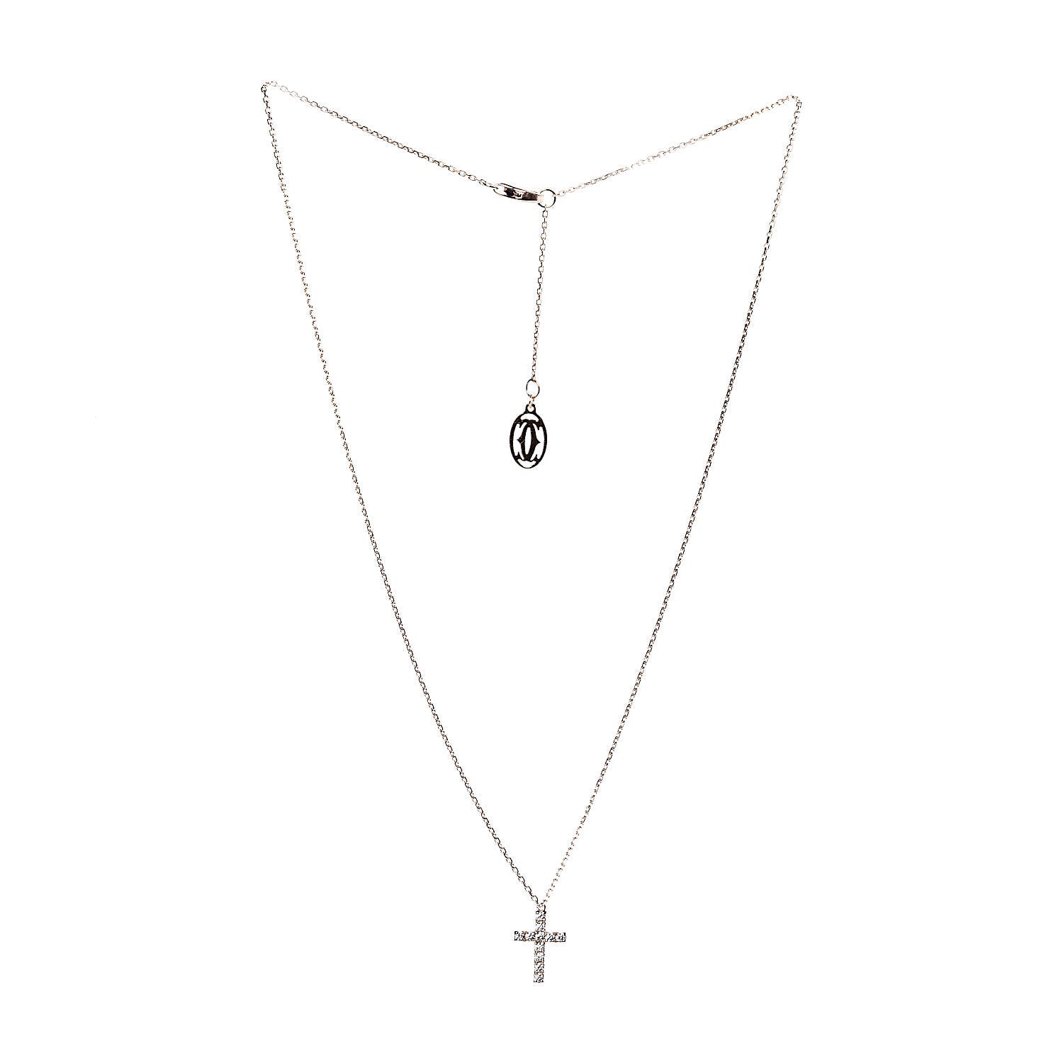 Cartier 18K Pink Gold Diamond Symbols Cross Pendant Necklace 3 of 6