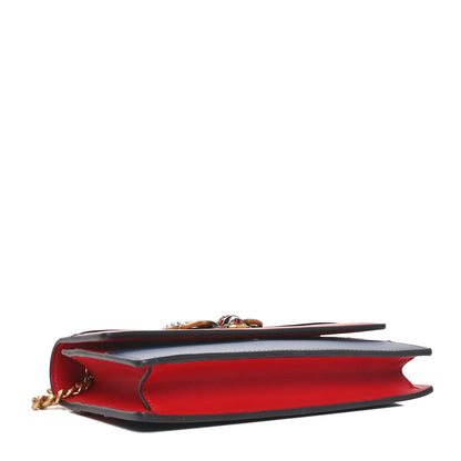 Gucci Calfskin Queen Margaret Chain Wallet Blue Agata Hibiscus Red Mystic White 4 of 9