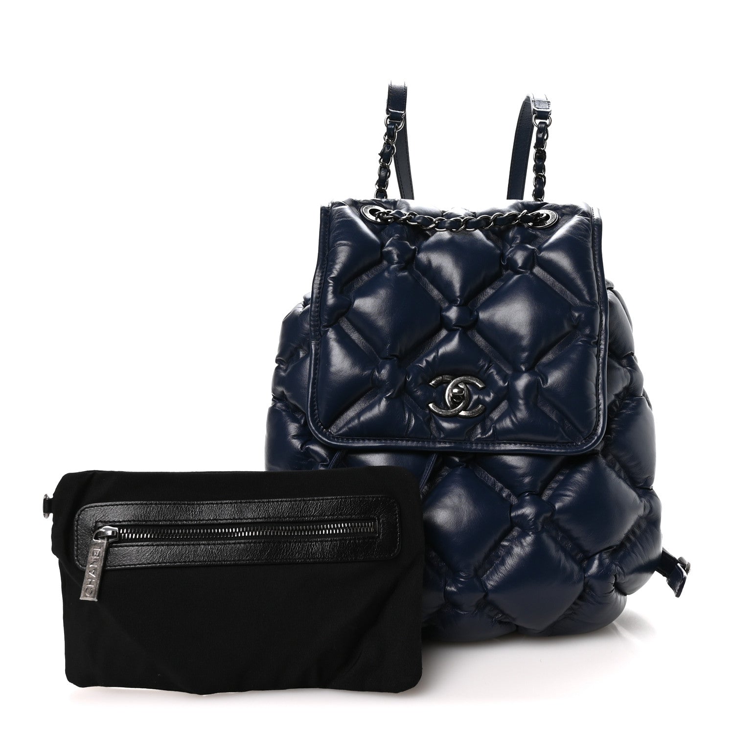 Chanel Calfskin Quilted Chesterfield Backpack Blue 3 of 11