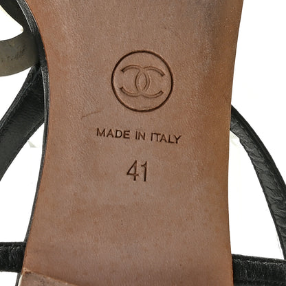 Chanel Lambskin CC Thong Sandals 41 Black 7 of 14