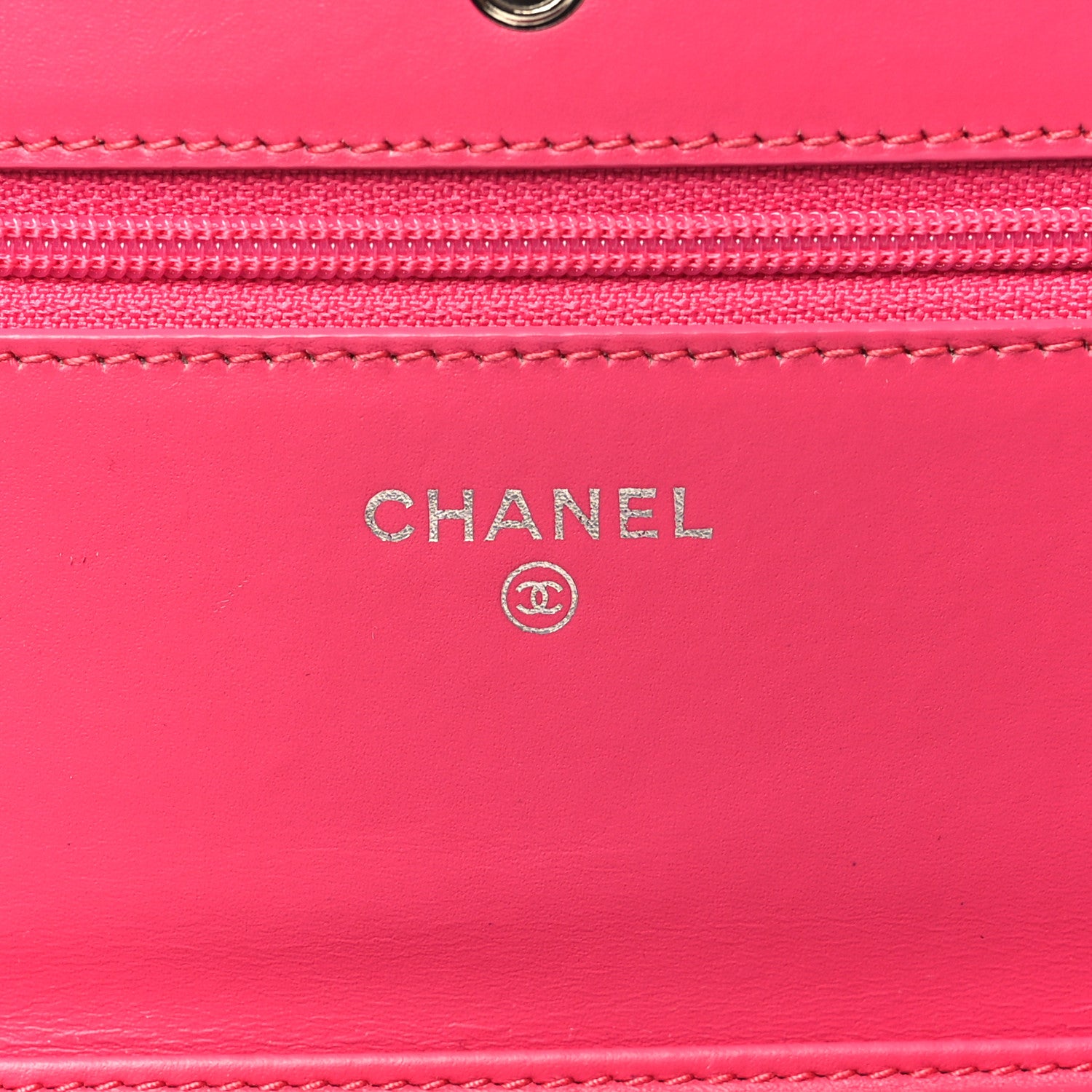 Chanel Patent Quilted Wallet On Chain WOC Fuchsia 6 of 11