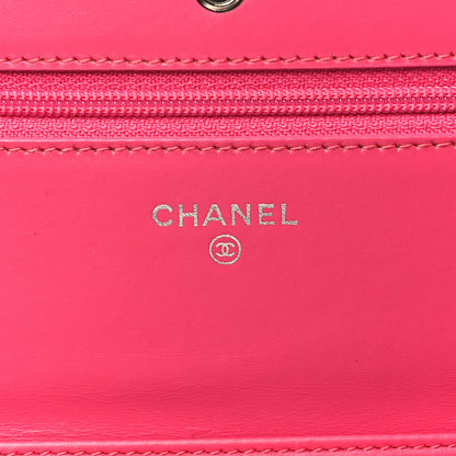 Chanel Patent Quilted Wallet On Chain WOC Fuchsia 6 of 11