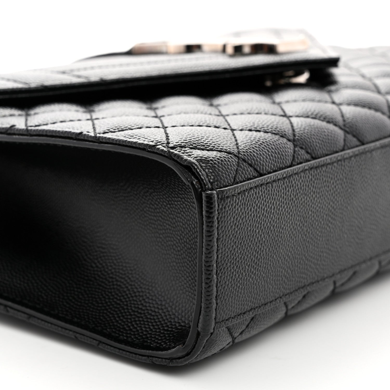 Saint Laurent Grain De Poudre Textured Mixed Matelasse Triquilt Medium Monogram Satchel Black 10 of 11