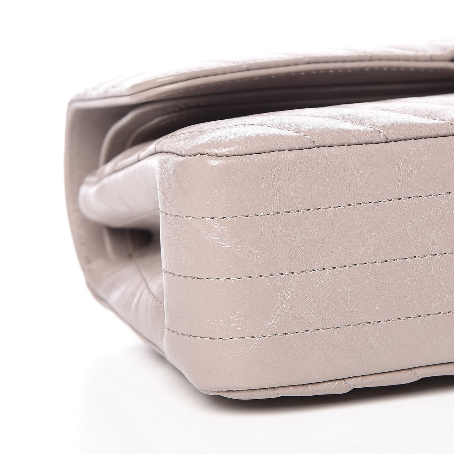 Calfskin Chevron Quilted Medium Double Flap Grey