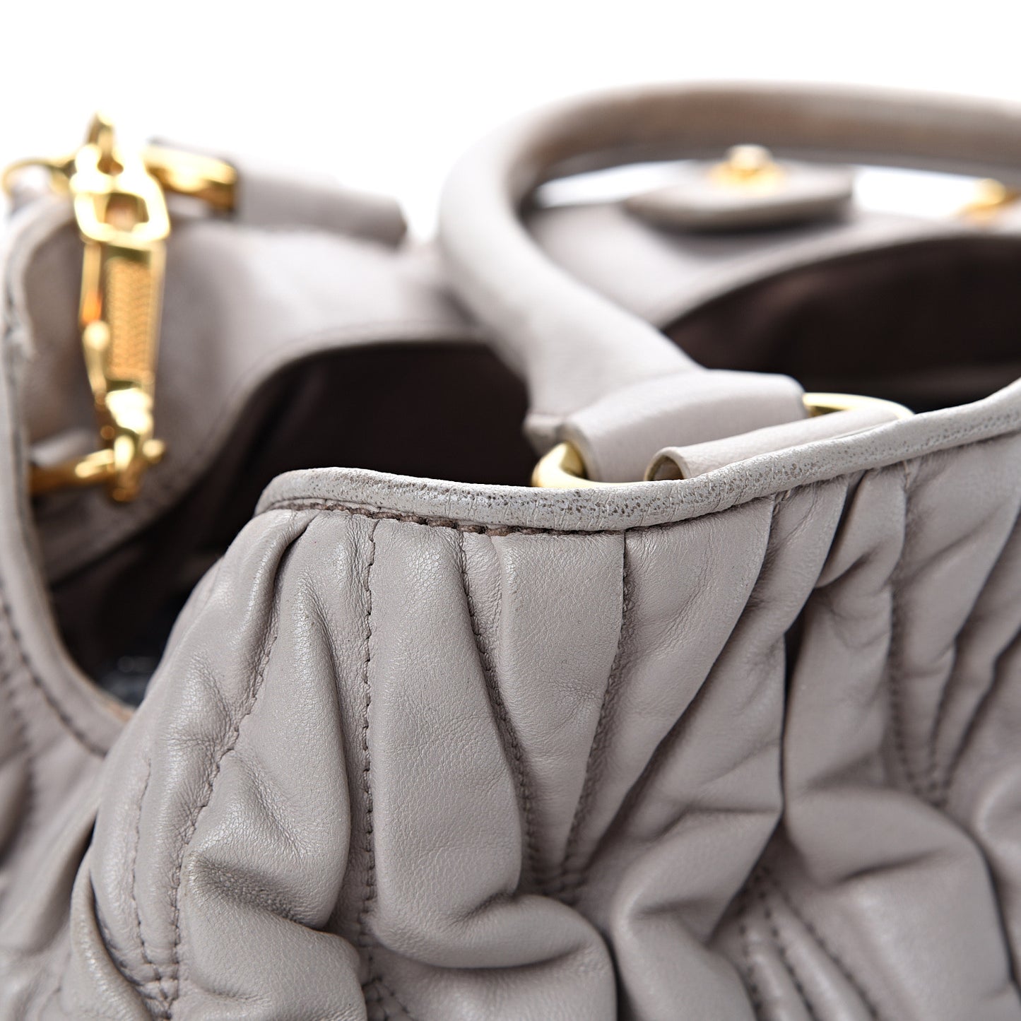 Nappa Matelasse Bauletto Top Handle Tote Pomice