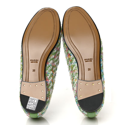 Gucci Tweed Multicolor Malaga Kid Horsebit Womens Jordaan Loafers 38 Green Multicolor 5 of 10