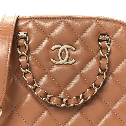 Chanel Shiny Lambskin Quilted Shiny Coco Clutch With Chain Dark Beige 8 of 11