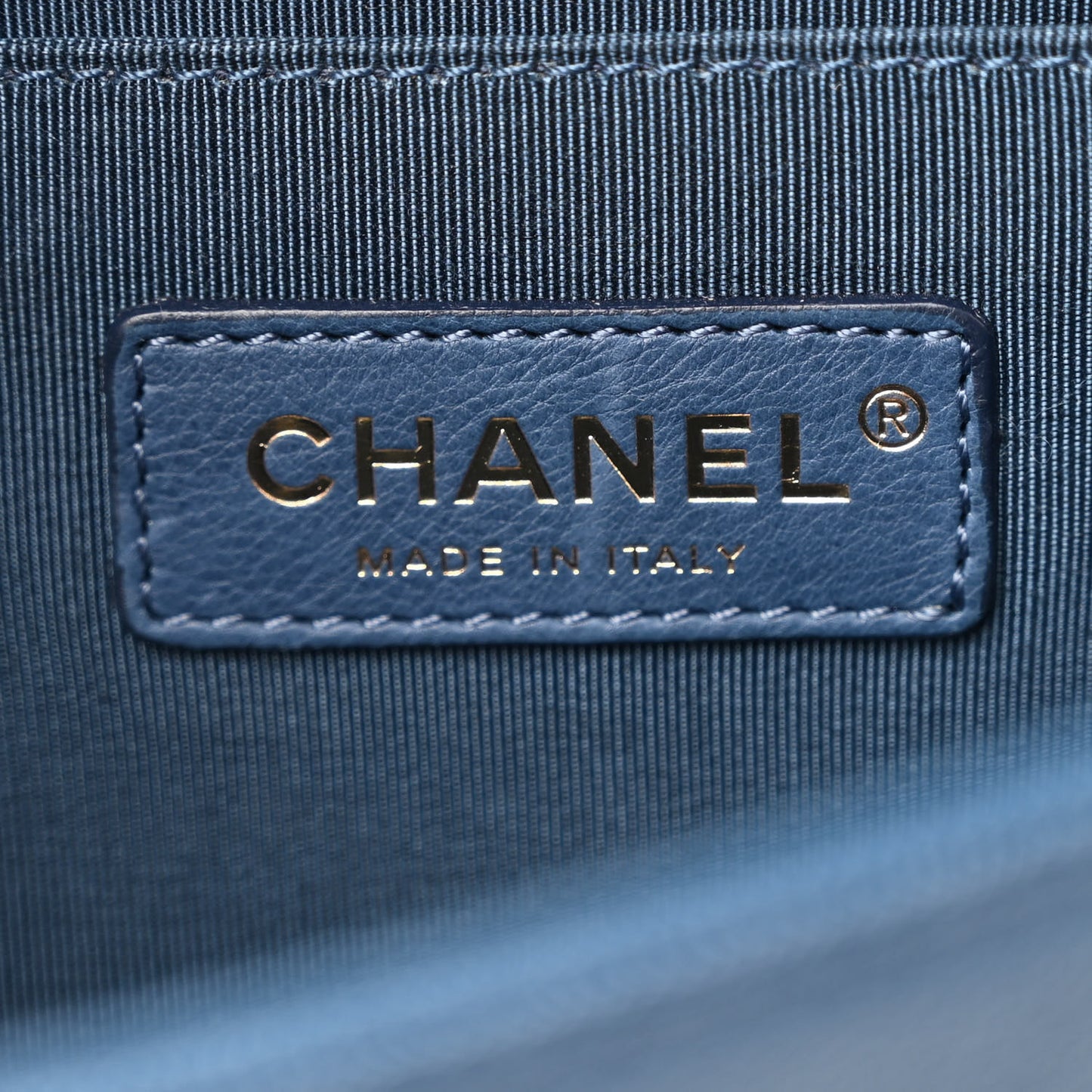 Iridescent Caviar Chevron Quilted Medium Boy Flap Blue