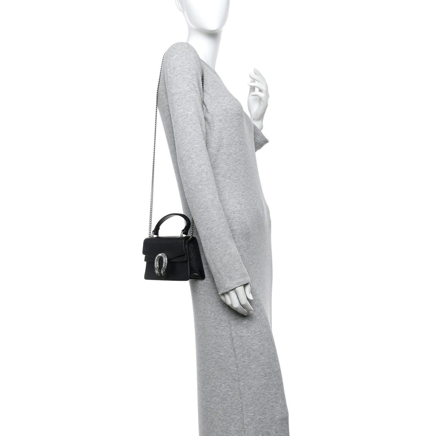 Dollar Calfskin Crystal Mini Dionysus Top Handle Bag Black Crystal