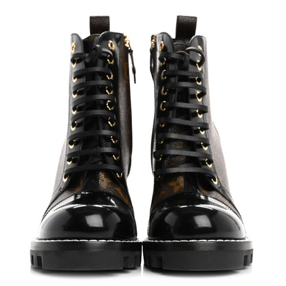 Louis Vuitton Patent Calfskin Monogram Star Trail Ankle Boots 37.5 Black 3 of 11