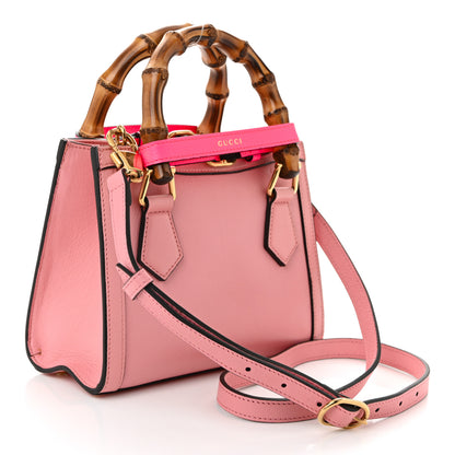 Gucci Wonka Grain Calfskin Mini Diana Tote Bag Wild Rose Fuxia Fluo 3 of 10