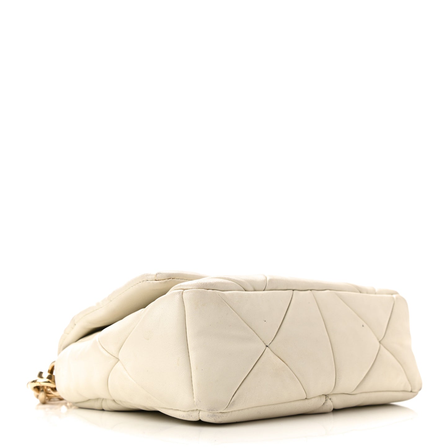Nappa Re-Nylon Triangle Quilted Patchwork System Flap Shoulder Bag White