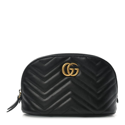 Gucci Calfskin Matelasse Large GG Marmont Pouch Cosmetic Case Black 1 of 7