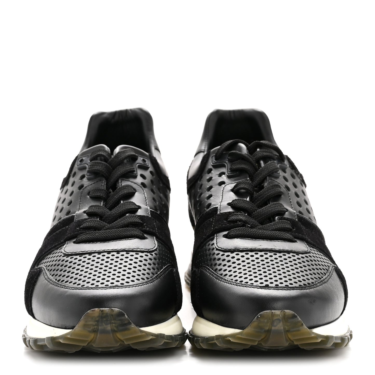 Nubuck Calfskin Perforated Run Away Sneakers 37 Black