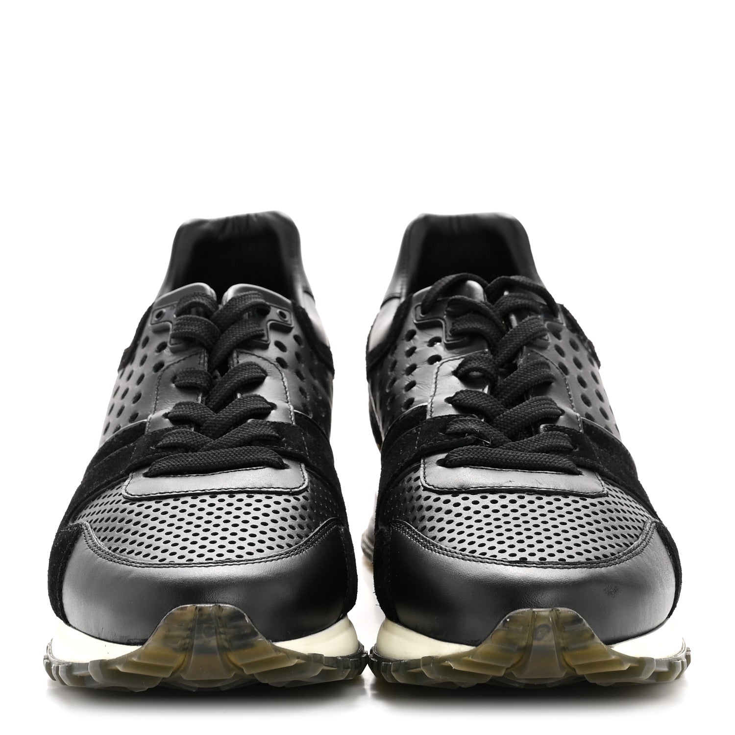 Louis Vuitton Nubuck Calfskin Perforated Run Away Sneakers 37 Black 3 of 10