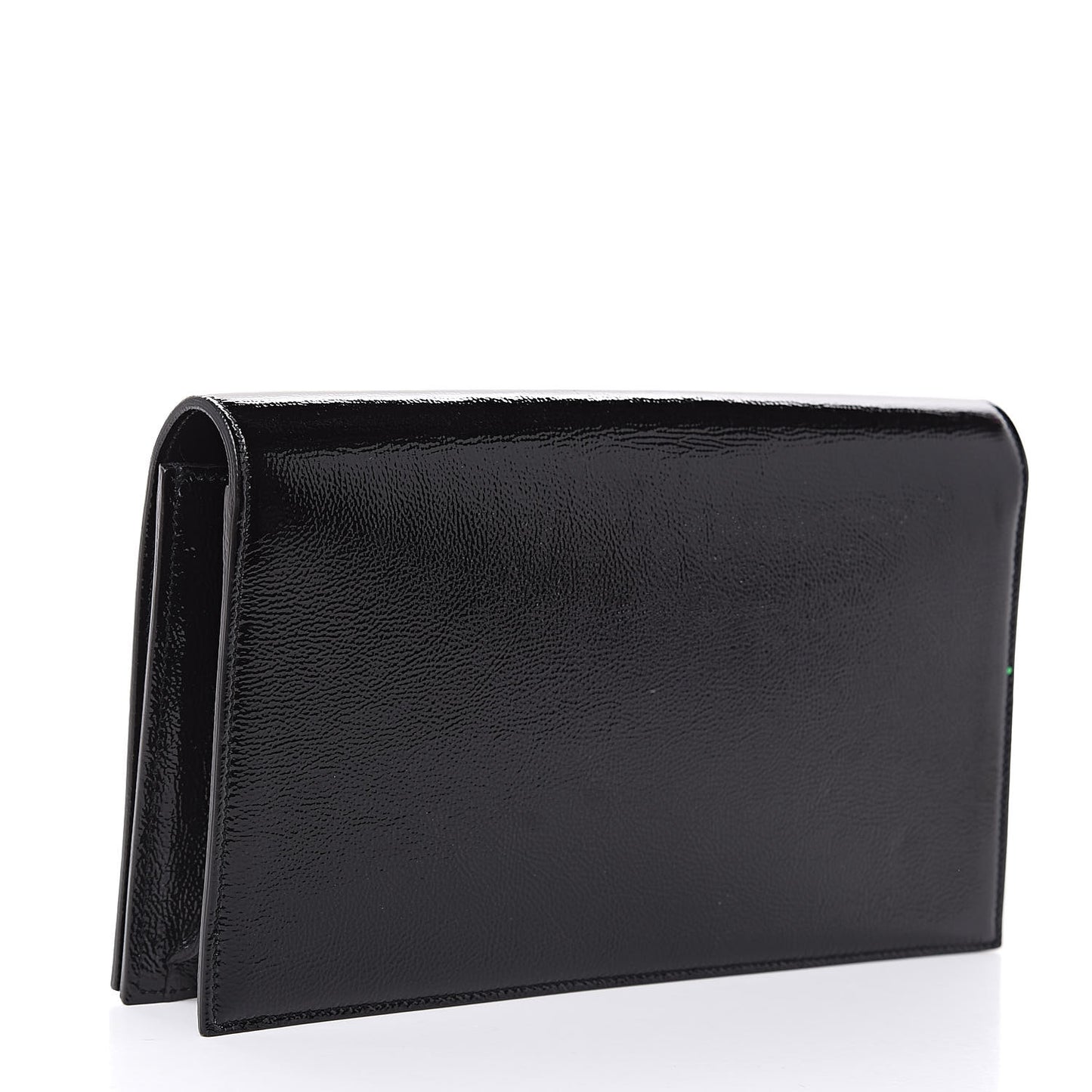 Textured Patent Classic Kate Monogram Clutch Black