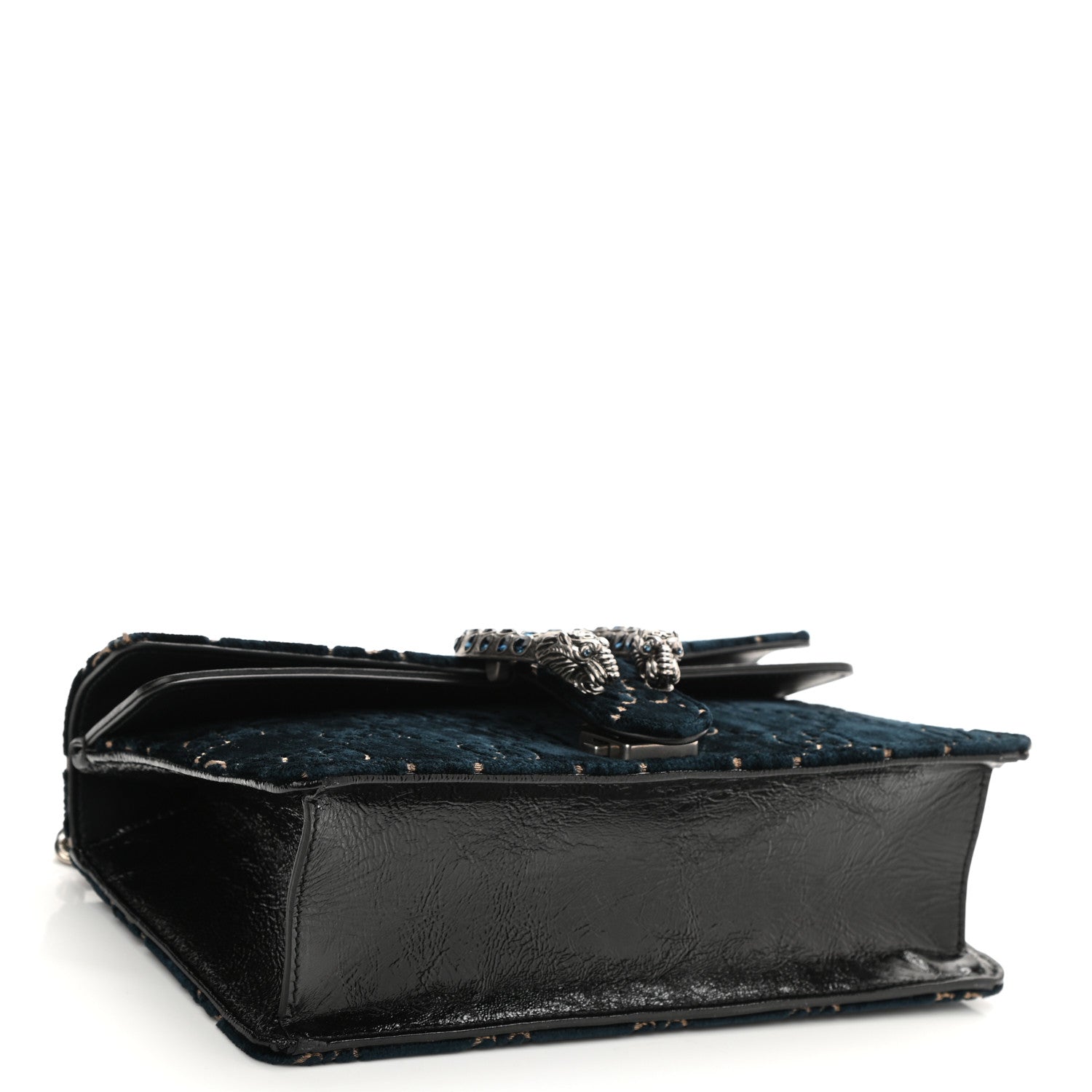 Gucci Velvet Skipper Crystal GG Monogram Small Dionysus Shoulder Bag Blue Beige Black 4 of 9
