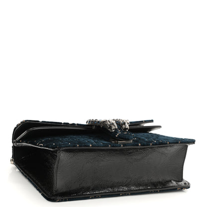 Gucci Velvet Skipper Crystal GG Monogram Small Dionysus Shoulder Bag Blue Beige Black 4 of 9