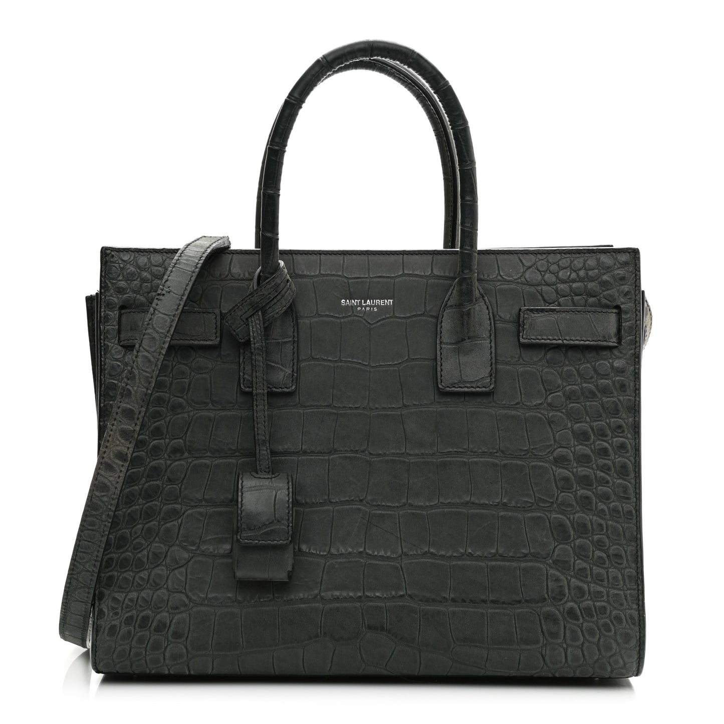 Calfskin Crocodile Embossed Small Sac De Jour Fog