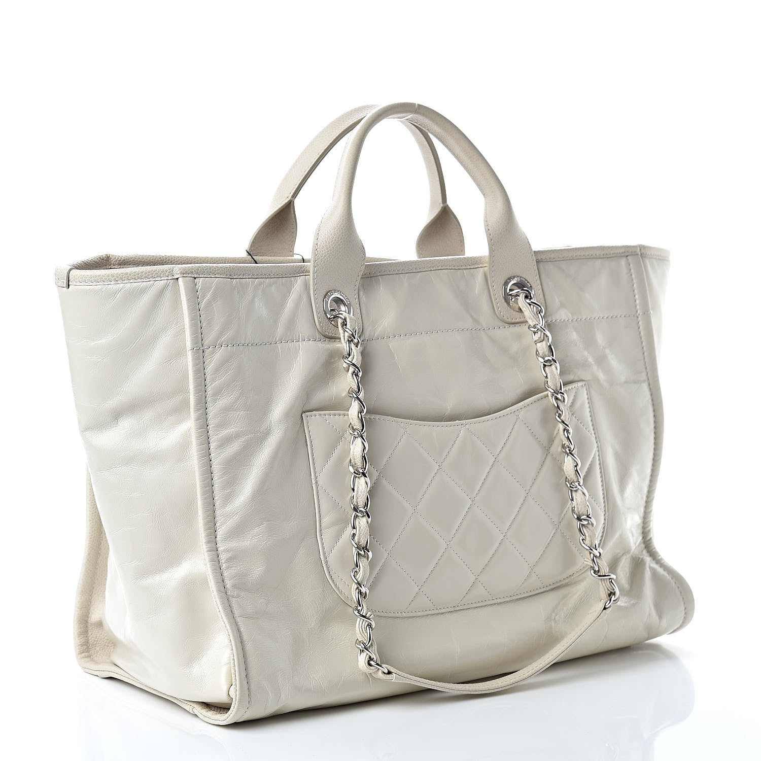 Chanel Glazed Calfskin Large Deauville Tote Ivory 3 of 11