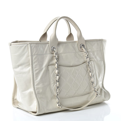 Chanel Glazed Calfskin Large Deauville Tote Ivory 3 of 11