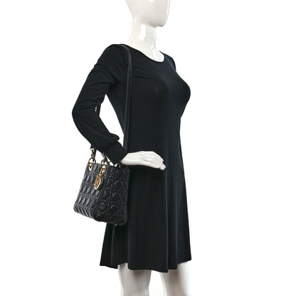 Christian Dior Lambskin Cannage Medium Lady Dior Black 2 of 9