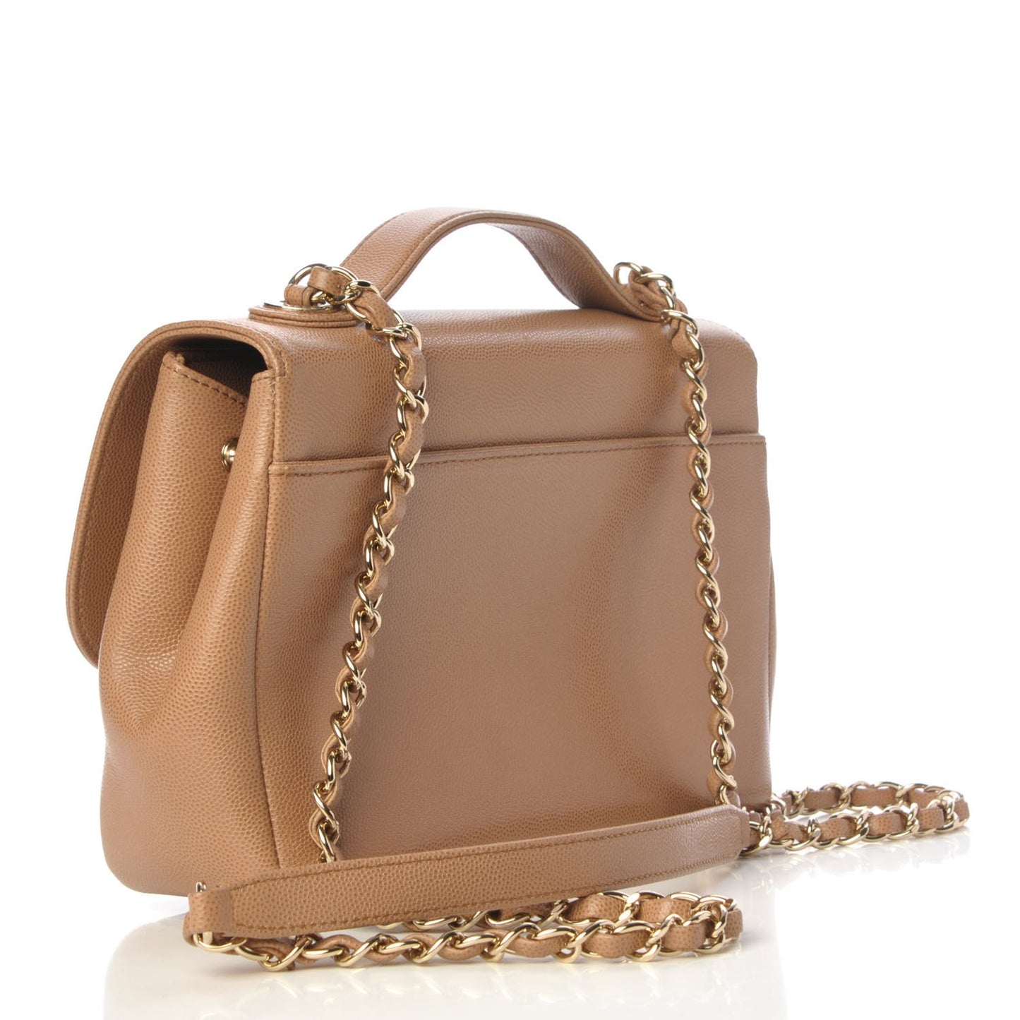 Caviar Quilted Small Business Affinity Flap Camel