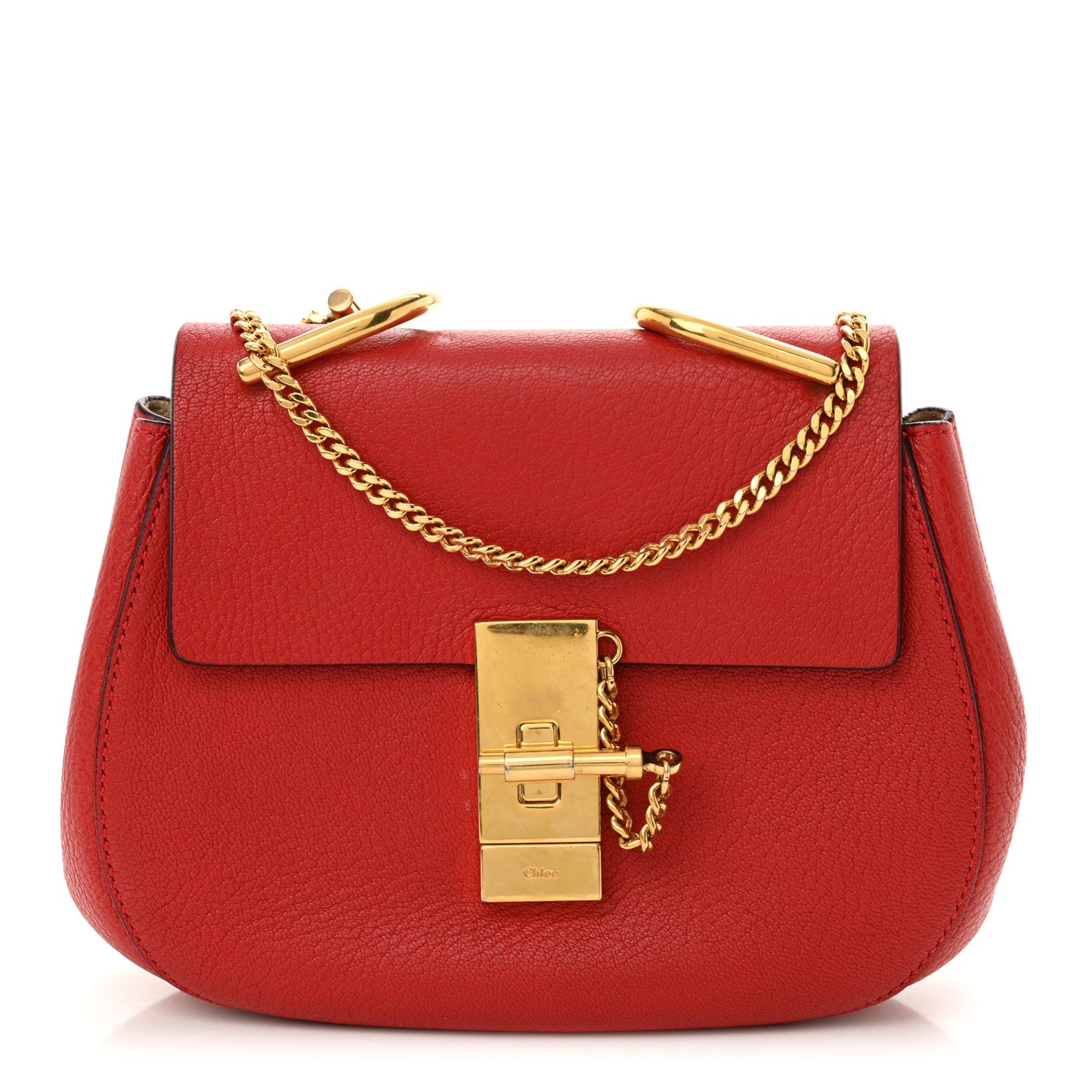 Grained Lambskin Mini Drew Shoulder Bag Plaid Red